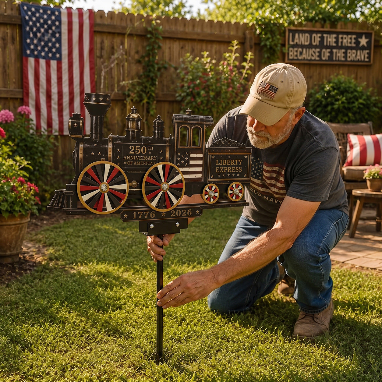 🔥Limited time 55% OFF🔥🚂USA 250 “Liberty Express” Train Garden Wind Spinner -✈️ (Free Delivery Fee)